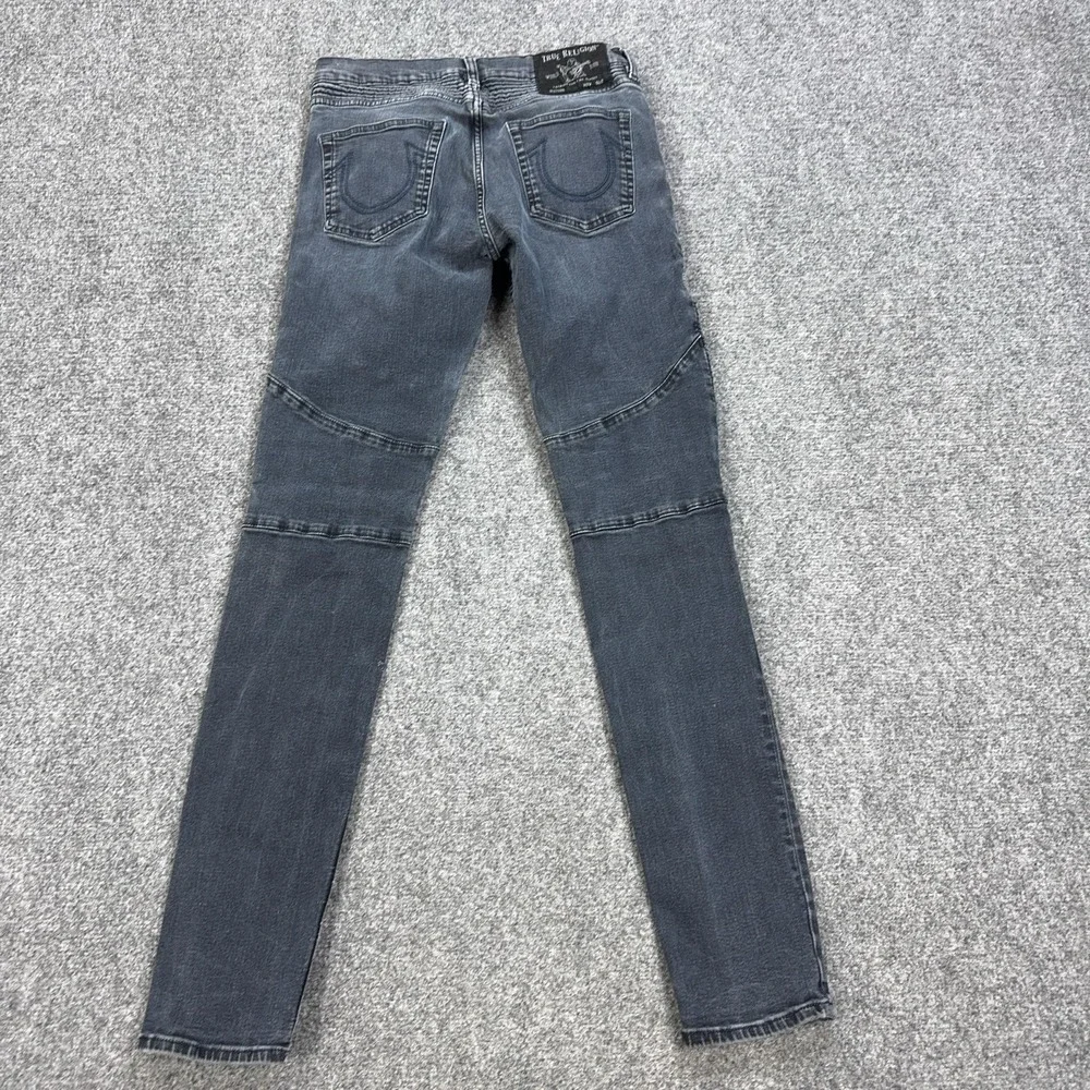 True Religion Rocco Moto Jeans Mens 29x31 Blue Relaxed Skinny Biker Denim Pants